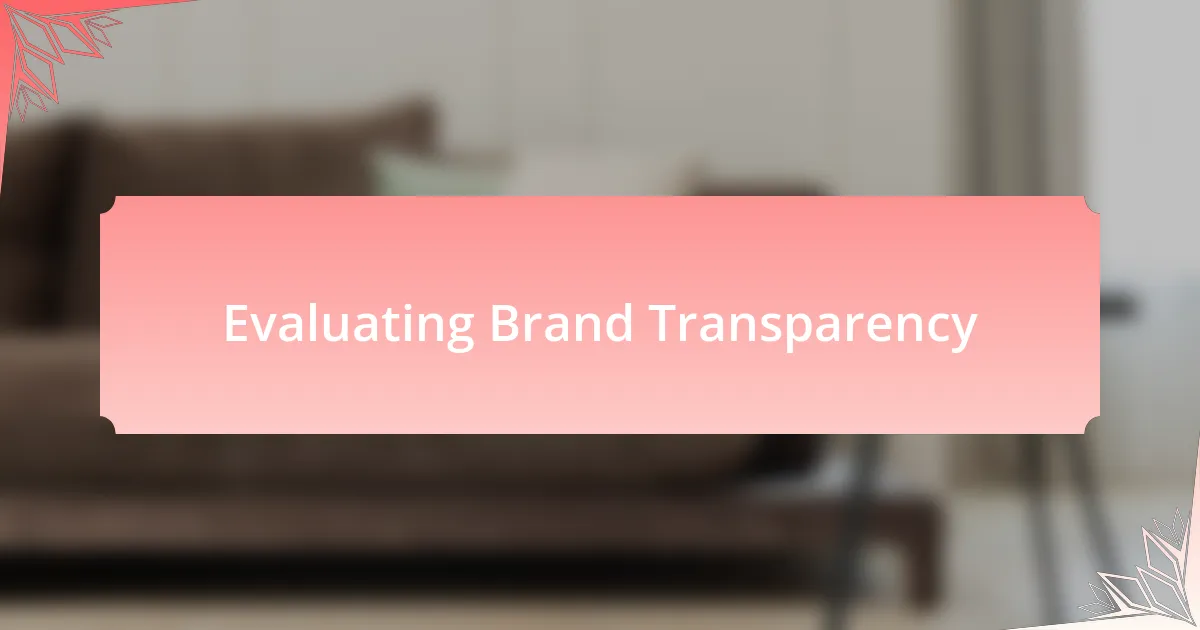 Evaluating Brand Transparency