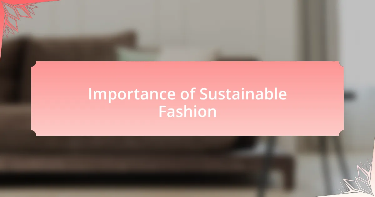 Importance of Sustainable Fashion
