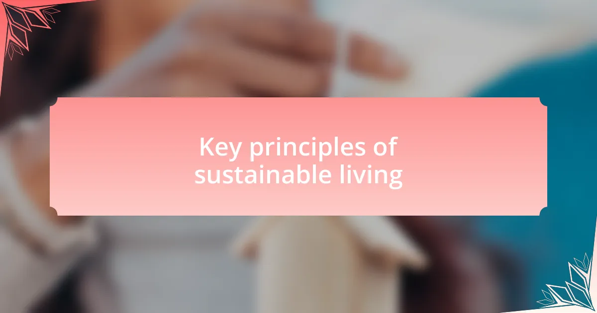 Key principles of sustainable living