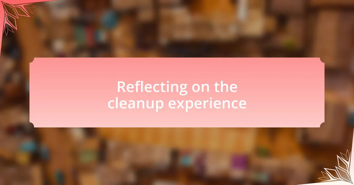 Reflecting on the cleanup experience